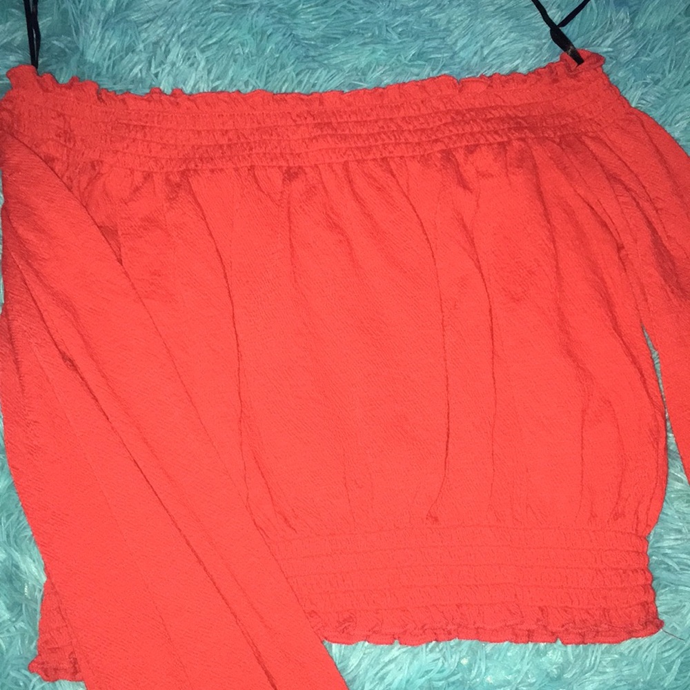 Red off shoulder drop top